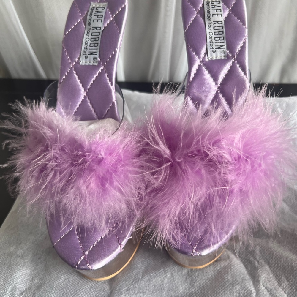 Cape Robbin Lavender Feathered Heels